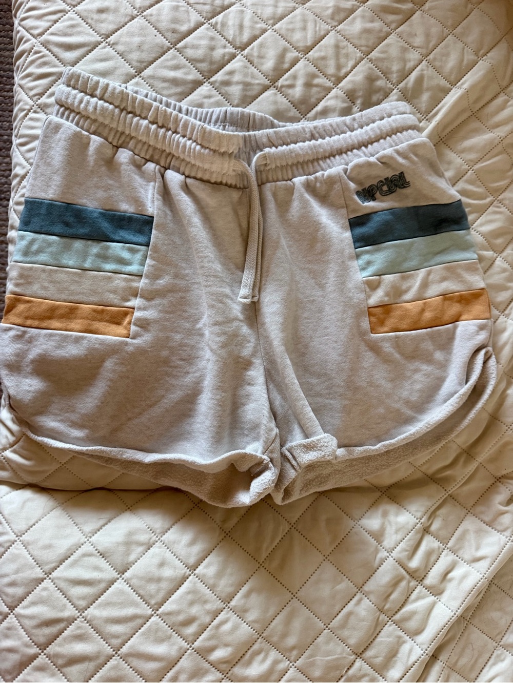 Rip Curl Athletic Sweat Shorts with Retro Stripes